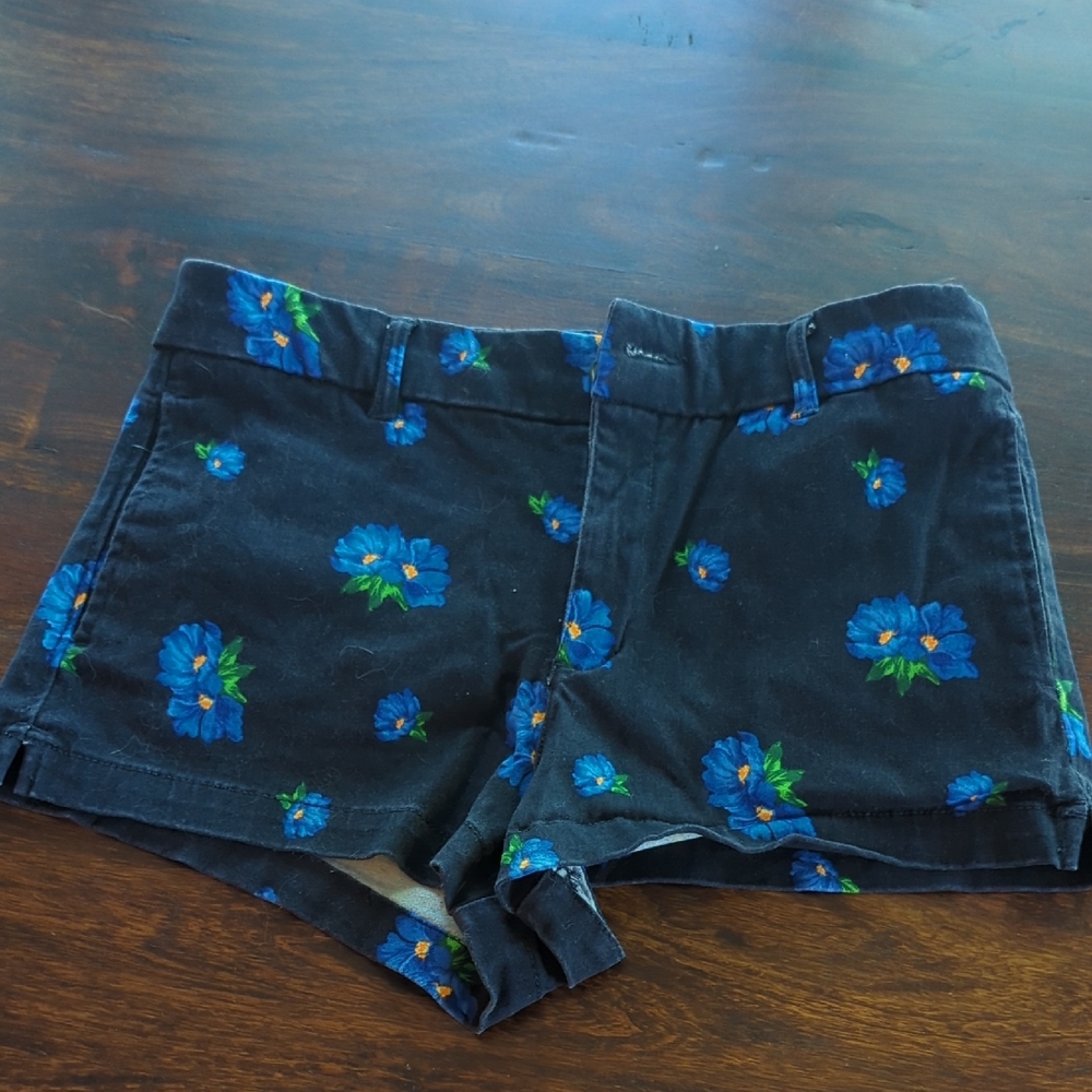 Floral Print Navy Blue Micro Shorts